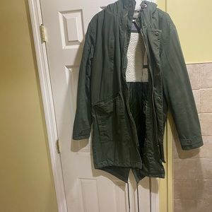 Green fishtail parka jacket